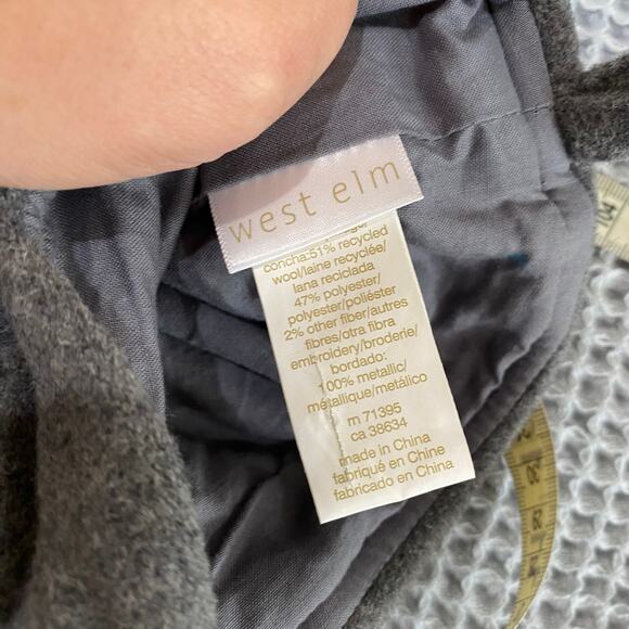 West Elm Holiday Gray Wool Blend Beaded Stocking - Picture 5 of 10